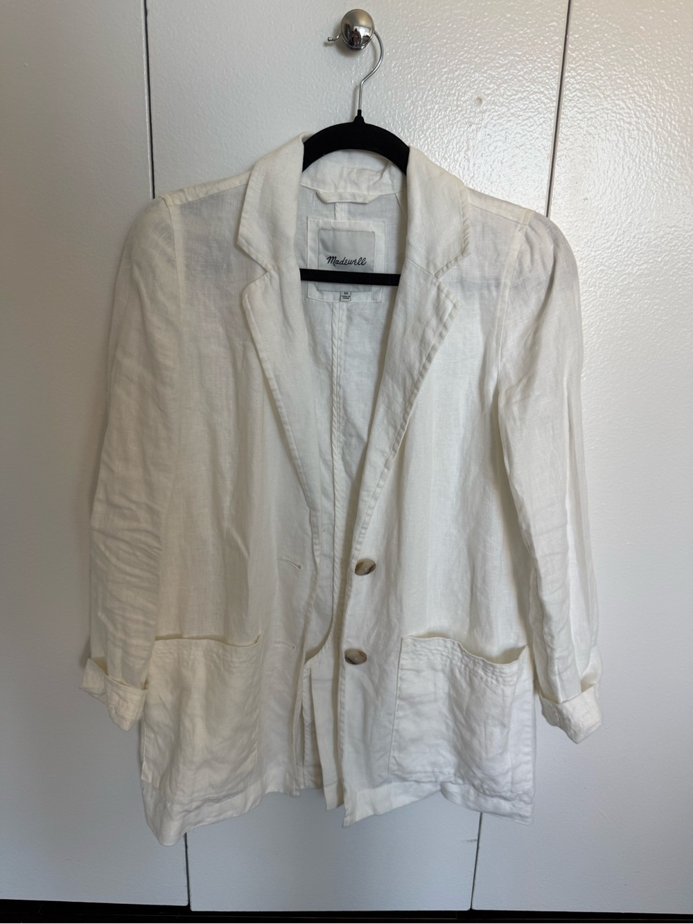 Madewell Ivory Linen Relaxed Blazer